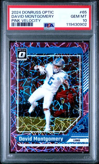 2024 PANINI DONRUSS OPTIC #65 DAVID MONTGOMERY PINK VELOCITY