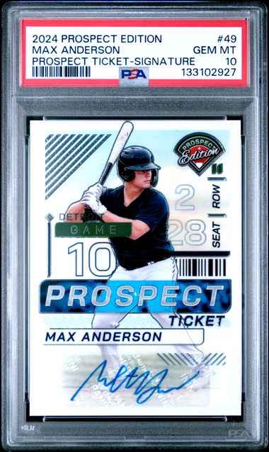 2024 PANINI PROSPECT EDITION PROSPECT TICKET #49 MAX ANDERSON PROSPECT TICKET-SIGNATURE